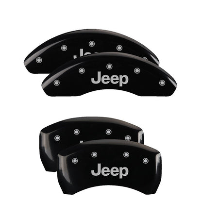 MGP 4 Caliper Covers Engraved Front & Rear JEEP Black finish silver ch