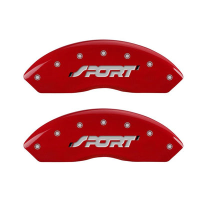 MGP 4 Caliper Covers Engraved Front & Rear SPORT Red finish silver ch