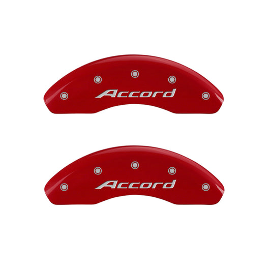 MGP 4 Caliper Covers Engraved Front Accord Engraved Rear Accord Red finish silver ch