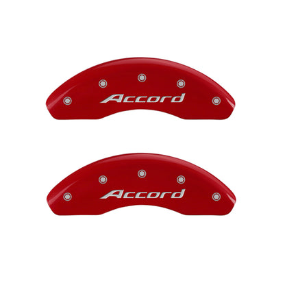 MGP 4 Caliper Covers Engraved Front Accord Engraved Rear Accord Red finish silver ch