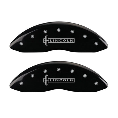 MGP 4 Caliper Covers Engraved Front & Rear Lincoln Black Finish Silver Char 2019 Lincoln MKZ