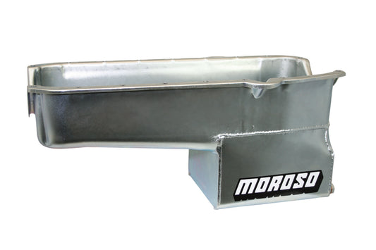 Moroso Pre-80 Chevrolet Small Block (w/Driver Side Dipstick) Wet Sump 7qt 9.5in Steel Oil Pan - Blk