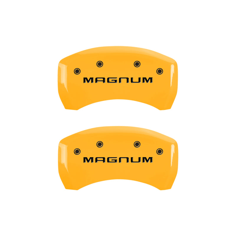 MGP 4 Caliper Covers Engraved Front & Rear Magnum Yellow Finish Black Char 2006 Dodge Charger