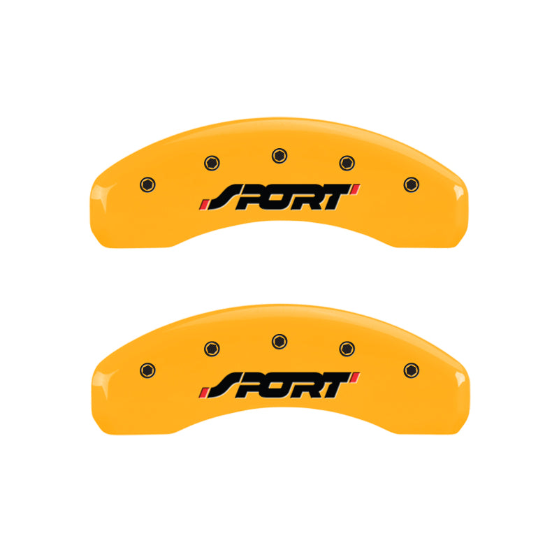 MGP 4 Caliper Covers Engraved Front & Rear SPORT Yellow finish black ch