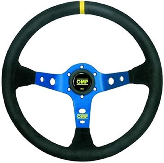 OMP Corsica Dished Steering Wheel Suede 3 Blue Anod