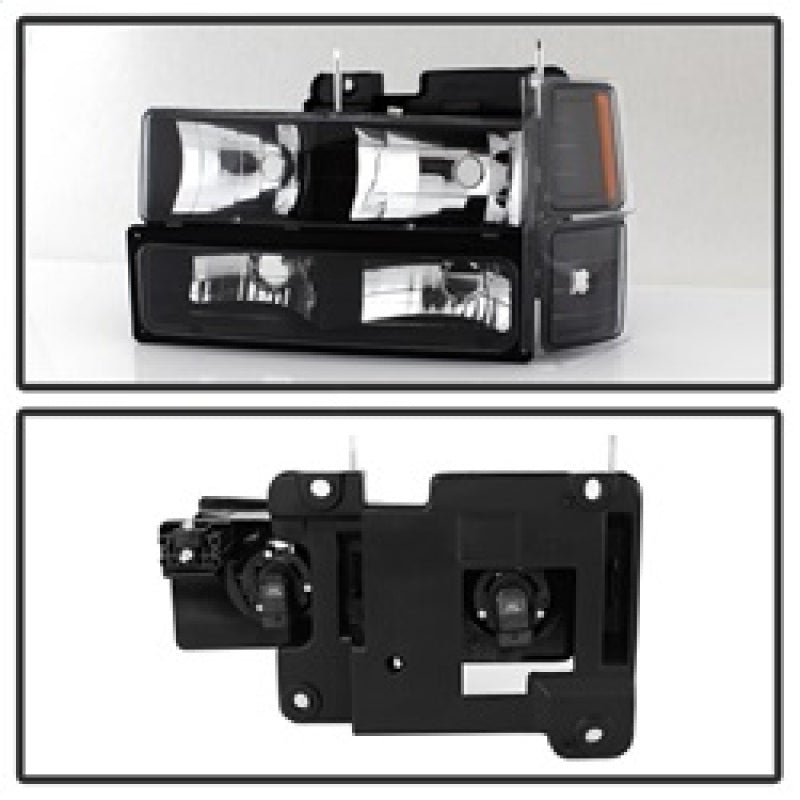 xTune Chevy Suburban 94-98 Headlights w/ Corner & Parking Lights 8pcs Black HD-JH-CCK88-AM-BK-SET