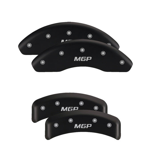 MGP 4 Caliper Covers Engraved Front & Rear MGP Black finish silver ch