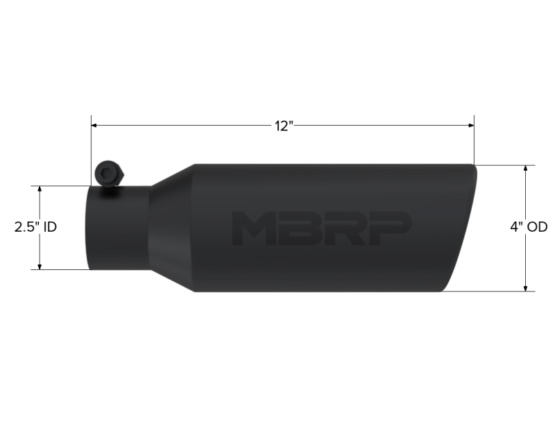 MBRP Universal Tip 4in O.D. Angled Rolled End 2.5in inlet 12in length Black