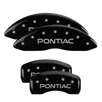 MGP 4 Caliper Covers Engraved Front & Rear Pontiac Black finish silver ch