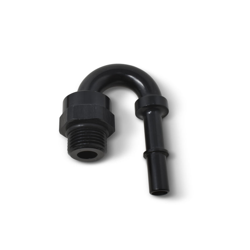 Russell Performance Adapter Fitting 3/8in SAE Quick Disc Male to #6 SAE Port Male Swivel 180Deg Blk