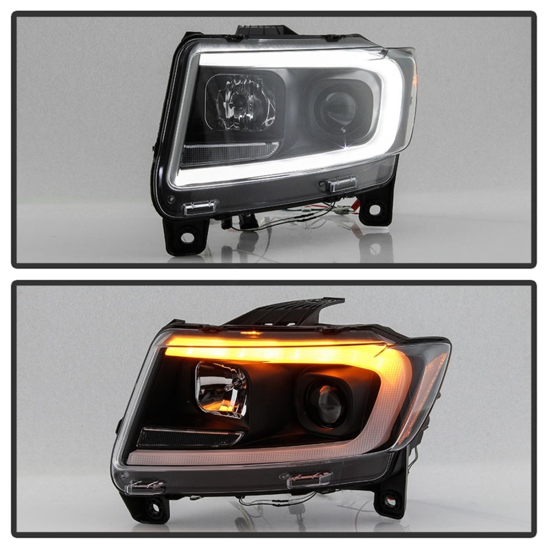 Spyder 11-13 Jeep Grand Cherokee - Light Bar Proj Headlights - Halo Model - Blk - PRO-YD-JGC11-LB-BK