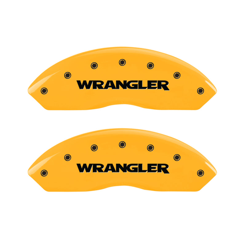 MGP 4 Caliper Covers Engraved Front & Rear WRANGLER Yellow finish black ch