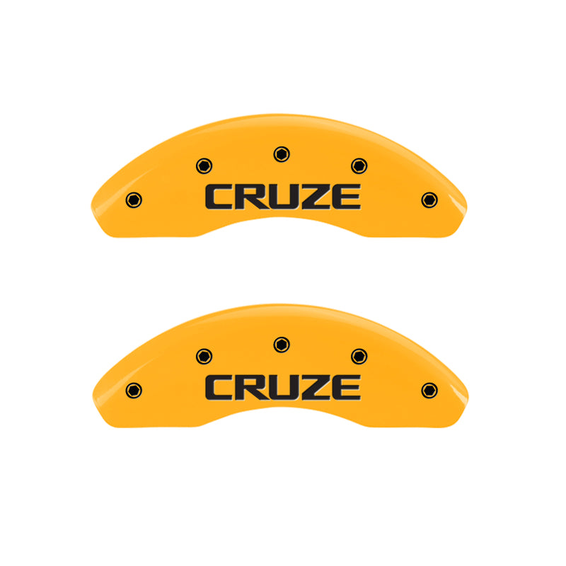 MGP 4 Caliper Covers Engraved Front & Rear Cruze Yellow finish black ch