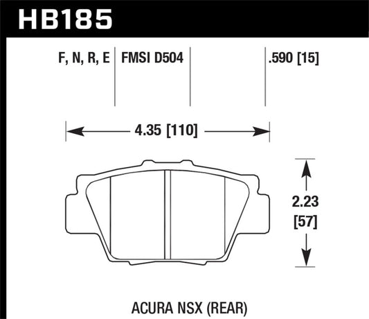 Hawk 91-05 Acura NSX Blue 9012 Race Rear Brake Pads