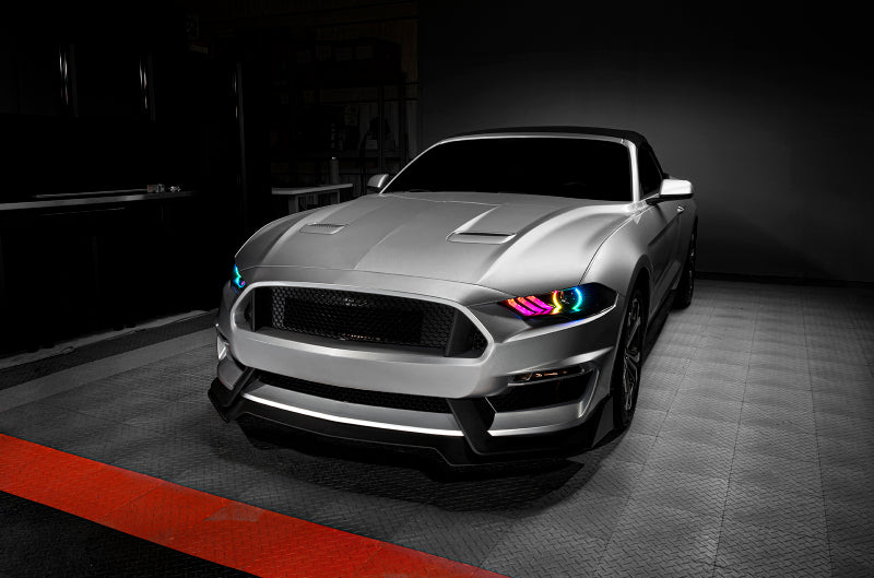 Oracle Lighting 18-23 Ford Mustang Dynamic ColorSHIFT LED Headlights - Black Series SEE WARRANTY