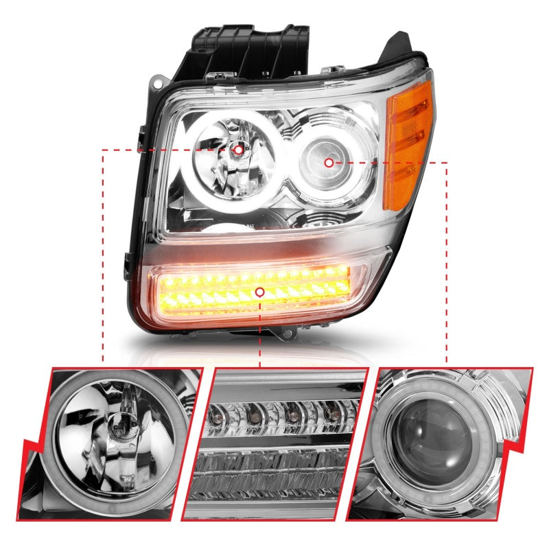 ANZO 2007-2012 Dodge Nitro Projector Headlights w/ Halo Chrome (CCFL) G2