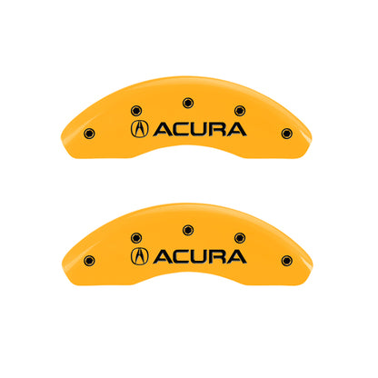 MGP 4 Caliper Covers Engraved Front Acura Engraved Rear RDX Yellow finish black ch