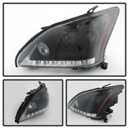 Spyder Lexus RX330 2004-2006 Projector Headlights Halogen Model- DRL LED Blk PRO-YD-LRX35004-DRL-BK