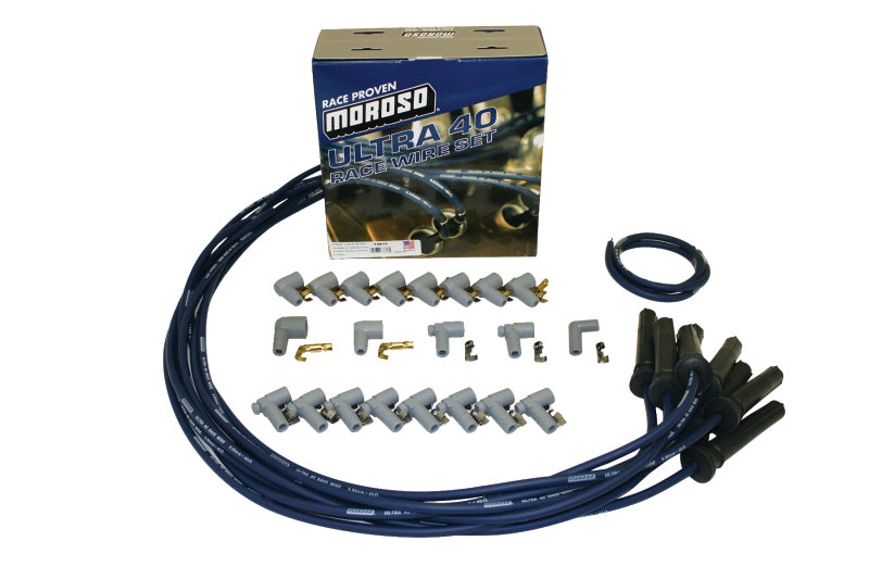 Moroso Universal Ignition Wire Set - Ultra 40 - Unsleeved - Straight - Pro-Boot - Blue