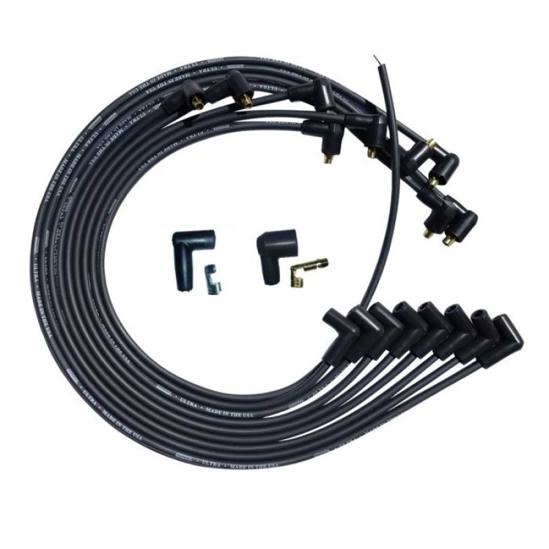 Moroso SBC Under Header 90 Deg Plug 90 Deg Non-HEI Unsleeved Ultra Spark Plug Wire Set - Black