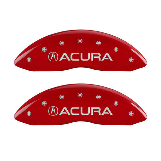 MGP 4 Caliper Covers Engraved Front & Rear Acura Red finish silver ch