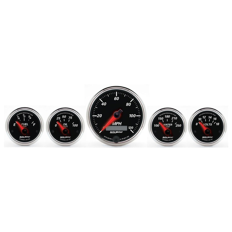 Autometer Designer Black II 3-3/8in and 2-21/16in 5 pc. Electric Speedometer Gauge