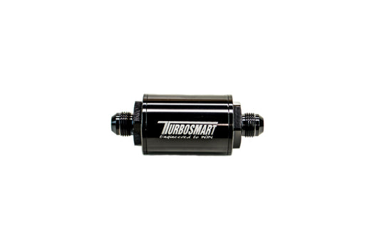 Turbosmart FPR Billet Inline Fuel Filter 1.75in OD 3.825in Length AN-10 Male Inlet - Black