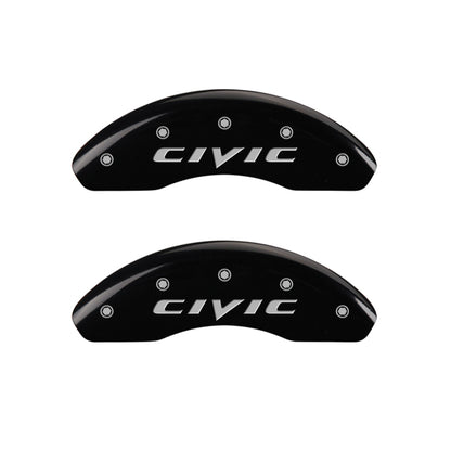 MGP 4 Caliper Covers Engraved Front & Rear Honda Black finish silver ch