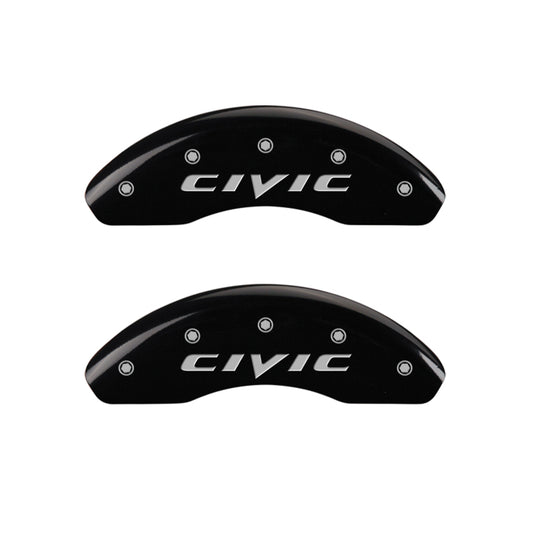 MGP 4 Caliper Covers Engraved Front Civic Engraved Rear 2015/CIVIC Black finish silver ch