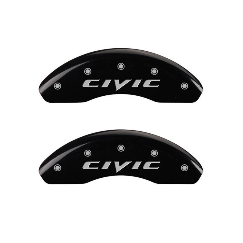 MGP Front set 2 Caliper Covers Engraved Front 2015/Civic Black finish silver ch