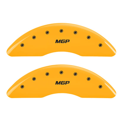 MGP 4 Caliper Covers Engraved Front & Rear MGP Yellow Finish Black Char 2009 Audi A8 Quattro