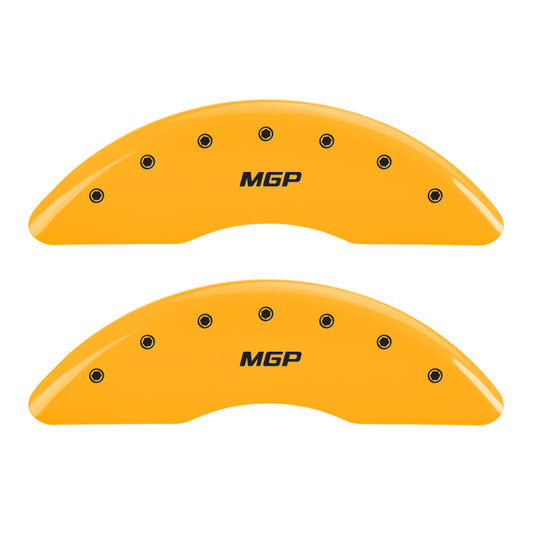 MGP 4 Caliper Covers Engraved Front & Rear MGP Yellow Finish Black Char 2009 Audi A8 Quattro