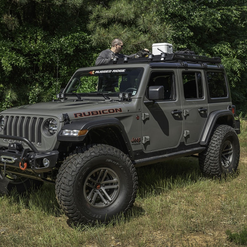 Rugged Ridge Roof Rack with Basket 18-20 Jeep Wrangler JL 4Dr Hardtops