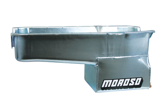 Moroso 80-85 Chevrolet SBC (w/Passenger Side Dipstick) Wet Sump 7qt 9.5in Steel Oil Pan - Black