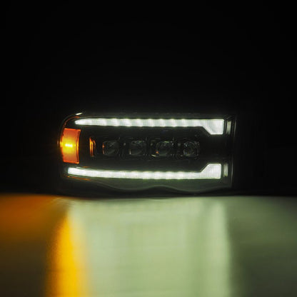 AlphaRex 02-05 Dodge Ram 1500 NOVA LED Proj Headlights Alpha Black w/Activ Light/Seq Signal