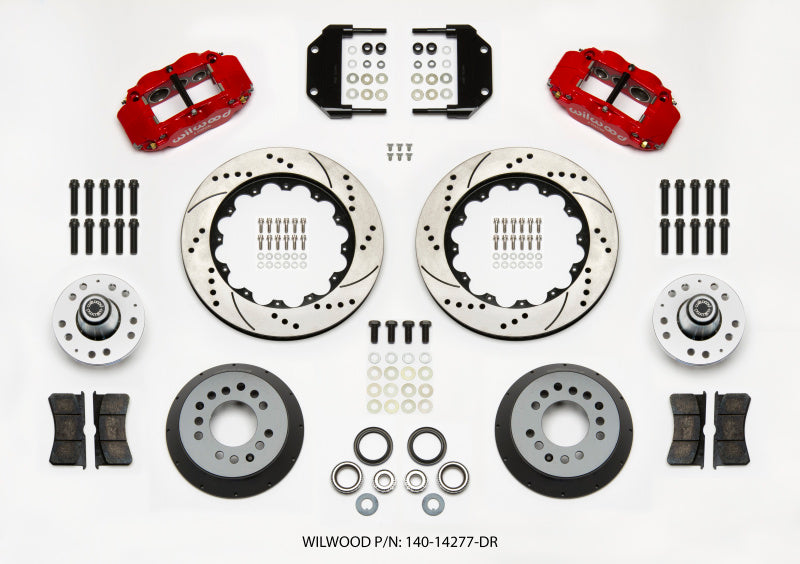 Wilwood Narrow Superlite 6R Front Hub Kit 14.00in Drill Red Magnum Force Drop Spindle