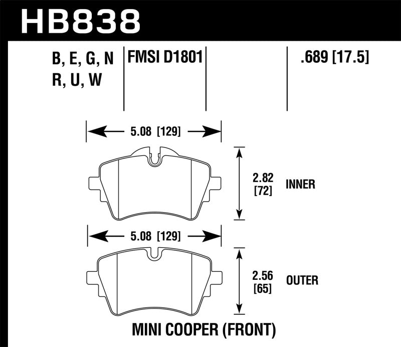 Hawk 14-17 Mini Cooper S HP+ Front Brake Pads