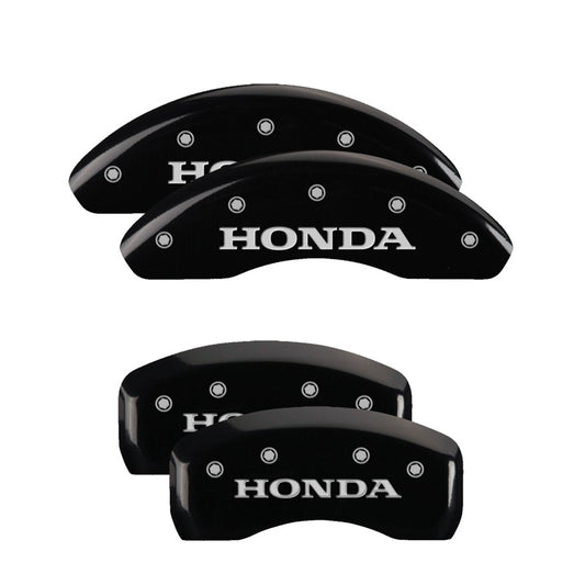 MGP 4 Caliper Covers Engraved Front Honda Engraved Rear H Logo Black finish silver ch