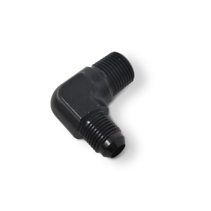 Russell Performance -6 AN to 3/8in NPT 90 Degree Flare to Pipe Adapter (Black)