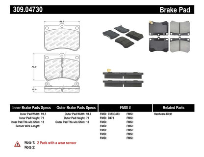 StopTech Performance 91-03 Ford Escort ZX2 / 92-95 Mazda MX-3 Front Brake Pads