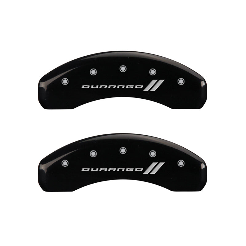 MGP 4 Caliper Covers Engraved Front & Rear With stripes/Durango Black finish silver ch