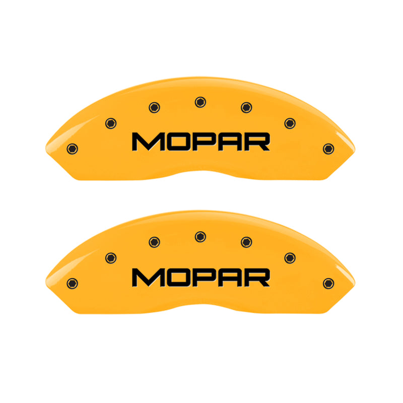 MGP 4 Caliper Covers Engraved Front & Rear MOPAR Yellow finish black ch