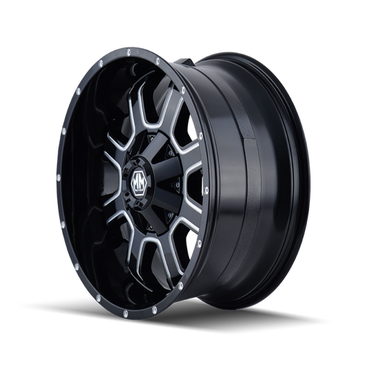 Mayhem 8103 Fierce 17x9 / 5x127 BP / -12mm Offset / 87mm Hub Black w/ Milled Spokes Wheel