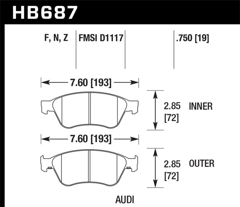 Hawk 04-10 Audi A8 Quattro / 07-11 S6 / 07-10 S8 Perf Ceramic Front Street Brake Pads