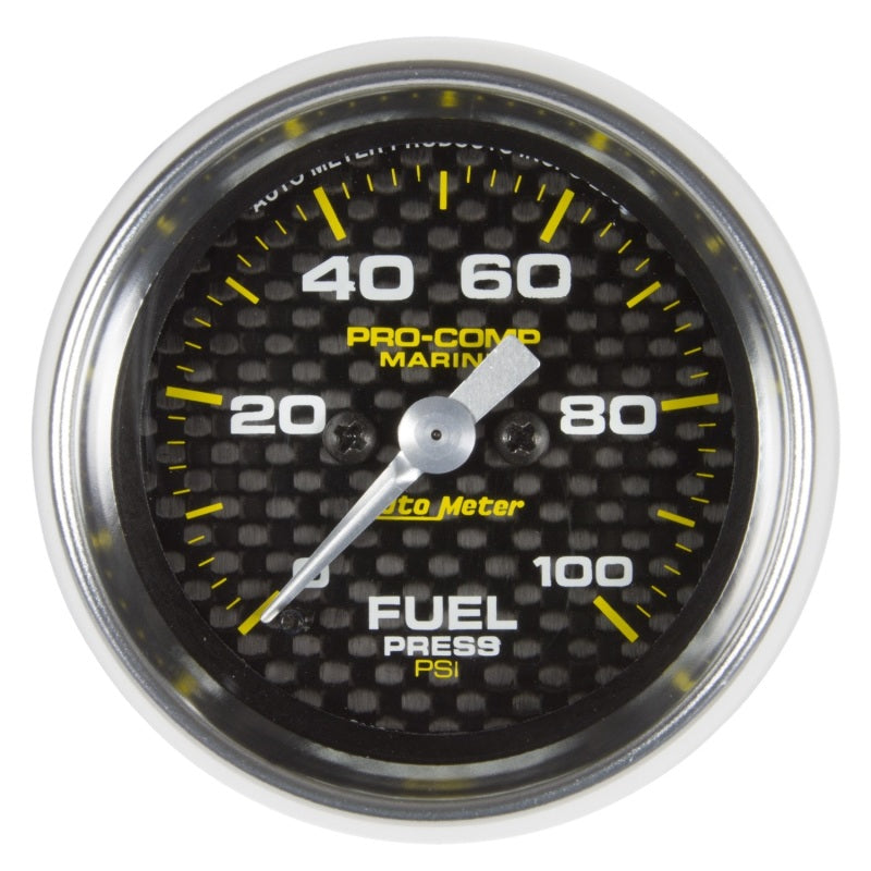 Autometer Marine Carbon Fiber 2-1/16in 100 PSI Digital Stepper Motor Fuel Pressure Gauge