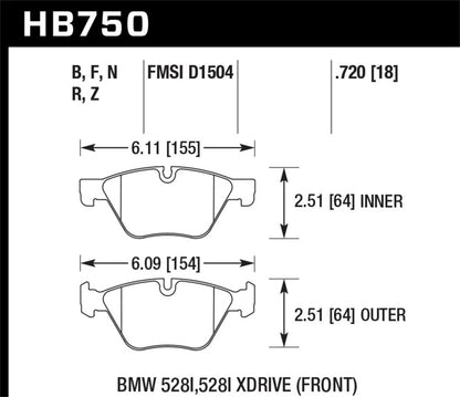 Hawk 13-14 BMW 528i / 528i xDrive HPS Front Brake Pads