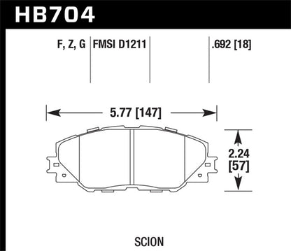 Hawk 11-16 Scion TC / 09-13 Toyota Matrix DTC-60 Race Front Brake Pads