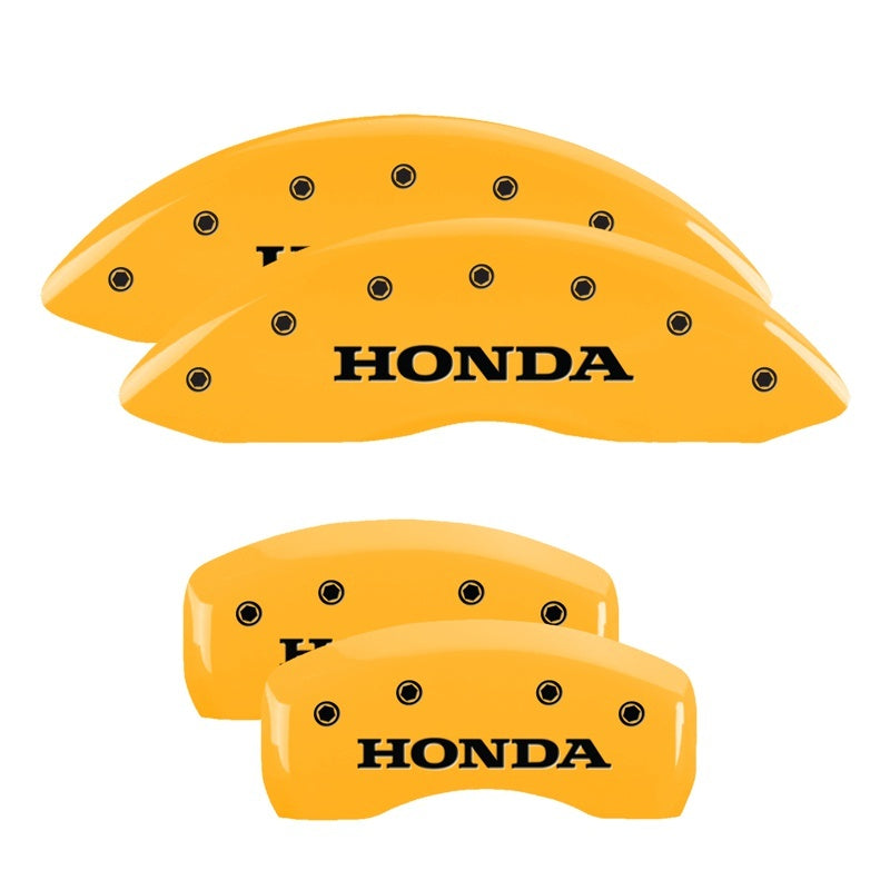 MGP 4 Caliper Covers Engraved Front & Rear Honda Yellow Finish Black Char 2009 Honda Ridgeline