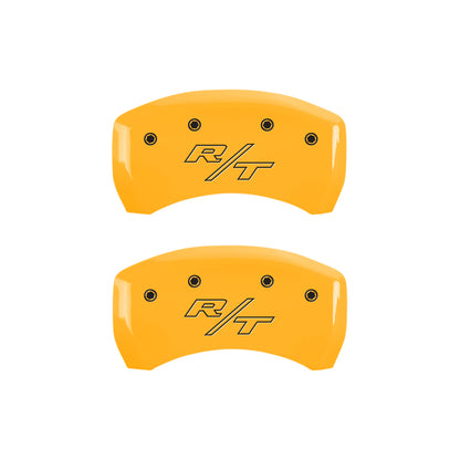 MGP 4 Caliper Covers Engraved Front Charger Engraved Rear RT Yellow finish black ch