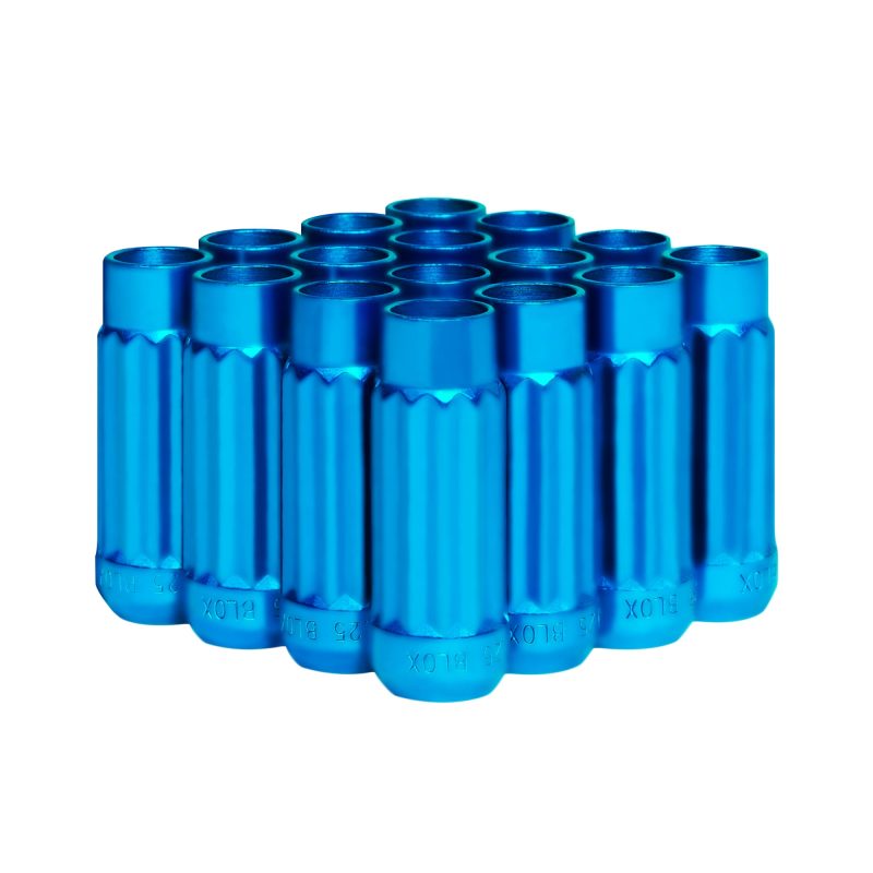 BLOX Racing Tuner 12P17 Steel Lug Nuts - Blue 12x1.5 Set of 16 12-Sided 17mm
